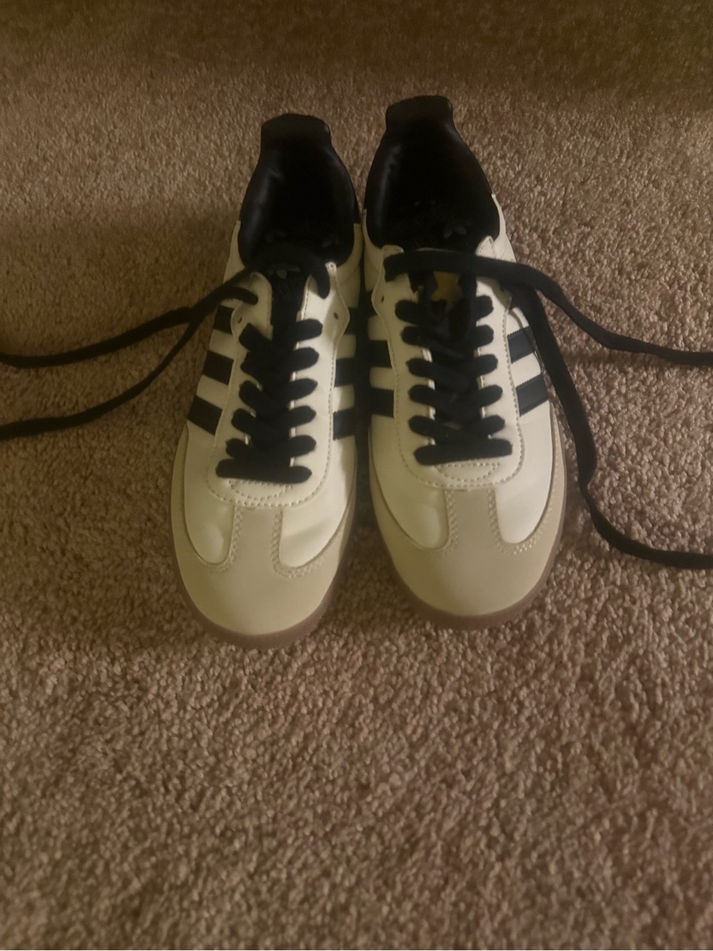 adidas Women's Cream and Black Retro Athletic Sneakers Samba
